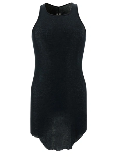 Shop Rick Owens Black Tank Top With Curved Hem In Cotton Man