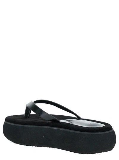 Shop Osoi 'boat' Black Flip Flops With Chunky Sole In Leather Woman