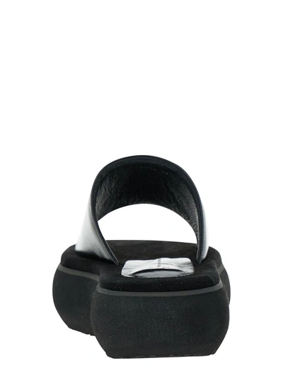 Shop Osoi Black Padded Slides With Chunky Sole In Leather Woman