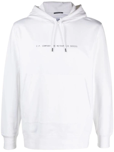 Shop C.p. Company Metropolis Series Stretch Fleece Graphic Hoodie Clothing In White