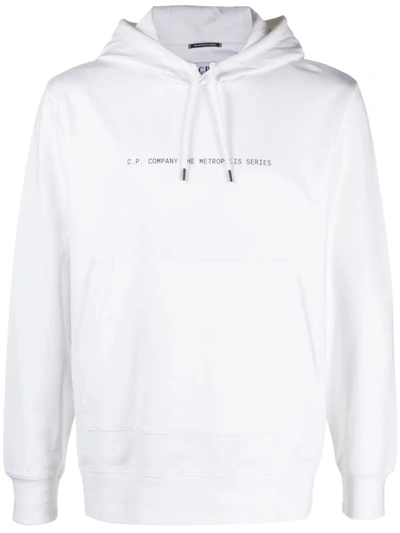 C.p. Company Men Metropolis Series Stretch Fleece Graphic Hoodie In White