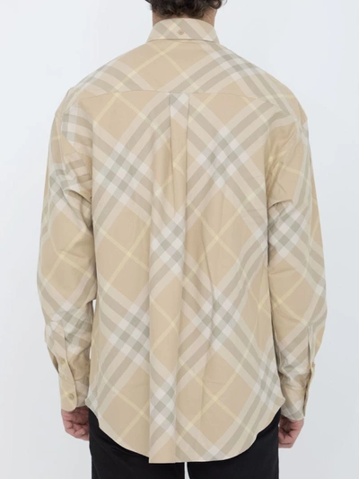 Shop Burberry Check Cotton Shirt In Beige