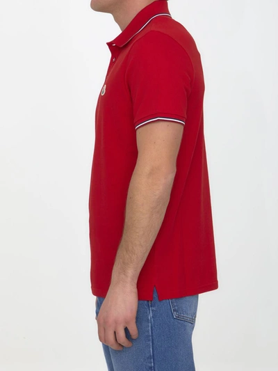 Shop Moncler Cotton Polo Shirt With Logo In Red