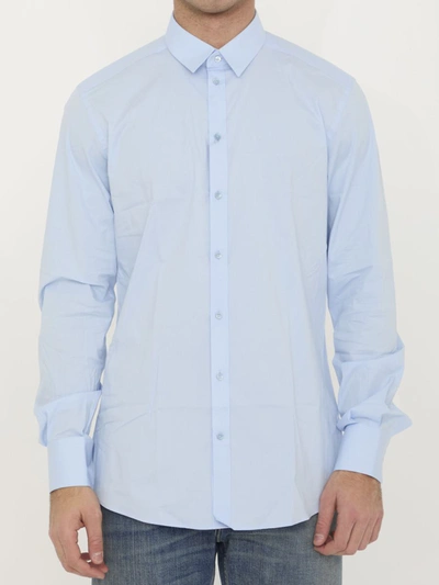 Dolce & Gabbana Long-sleeved Slim Shirt In Blue