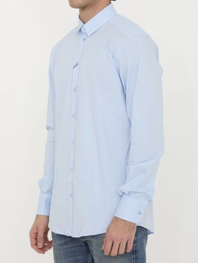Dolce & Gabbana Long-sleeved Slim Shirt In Blue