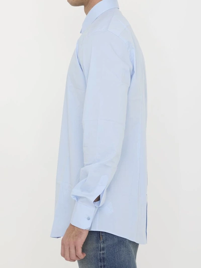 Dolce & Gabbana Long-sleeved Slim Shirt In Blue