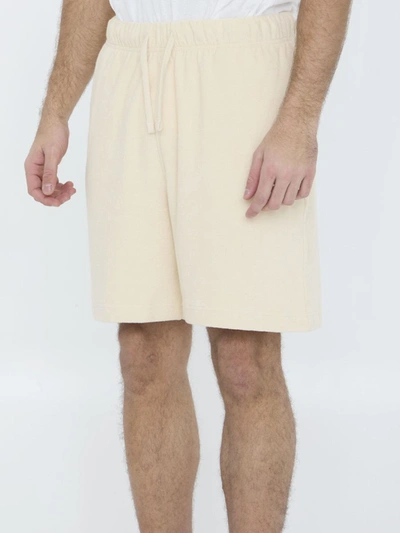 Shop Burberry Cotton Towelling Shorts In Beige