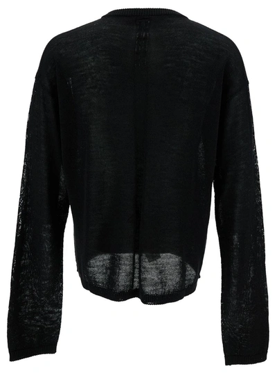 Shop Rick Owens Black Long Sleeve Top With Cunt Writing In Wool Man