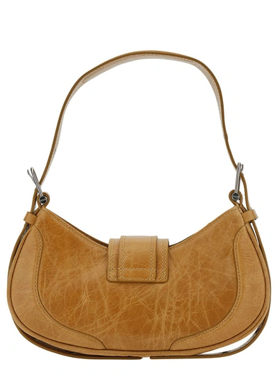 Shop Osoi 'hobo Brocle' Brown Shoulder Bag In Hammered Leather Woman In Beige
