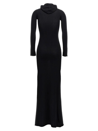 Shop Off-white Long Hooded Dress In Black