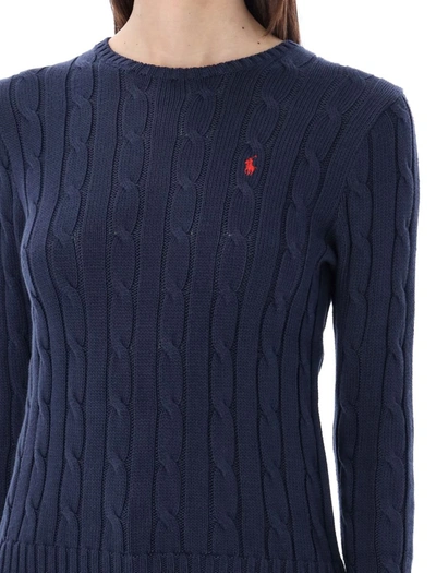 Shop Polo Ralph Lauren Cable-knit Cotton Crewneck Sweater In Navy