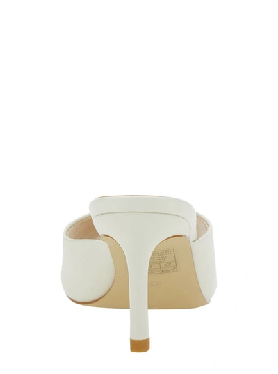 Shop Twinset White Mules With Oval T Detail In Leather Woman