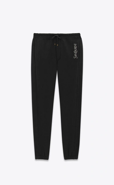 Saint Laurent Drawstring Waist Logo Embroidered Track Pants In Black
