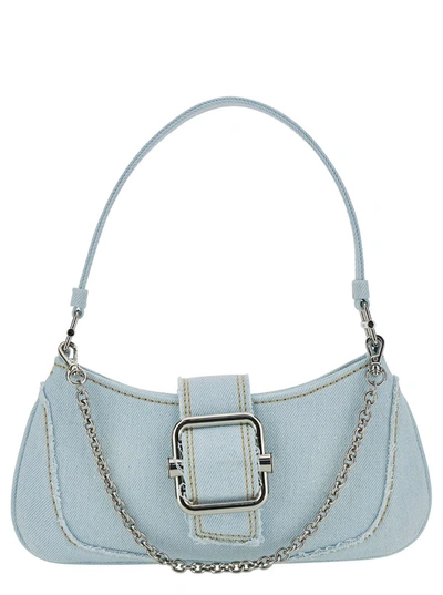 Shop Osoi 'small Brocle' Light Blue Shoulder Bag In Cotton Denim Woman