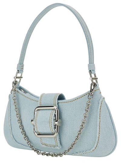 Shop Osoi 'small Brocle' Light Blue Shoulder Bag In Cotton Denim Woman