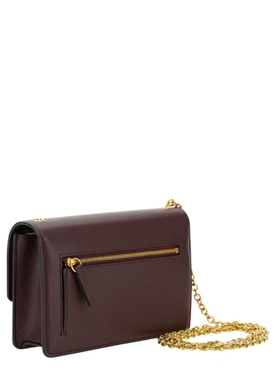 Shop Mulberry 'darley' Small Brown Shoulder Bag With Engraved Logo In Hammered Leather Woman