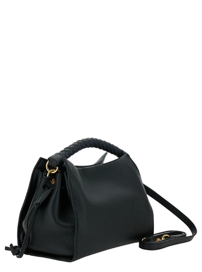 Shop Mulberry 'small Iris' Black Handbag With Logo Detail In Hammered Leather Woman