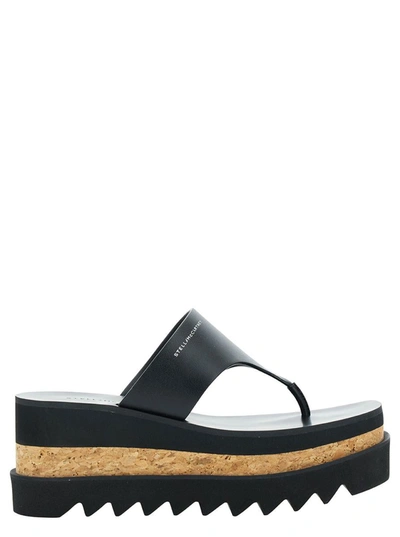 Shop Stella Mccartney Black Thong Sandals With Sneak-elyse Platform In Eco Leather Woman