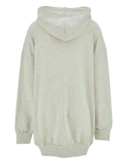 Shop Isabel Marant Oversized Beige Hoodie With Contrasting Logo Print In Cotton Woman