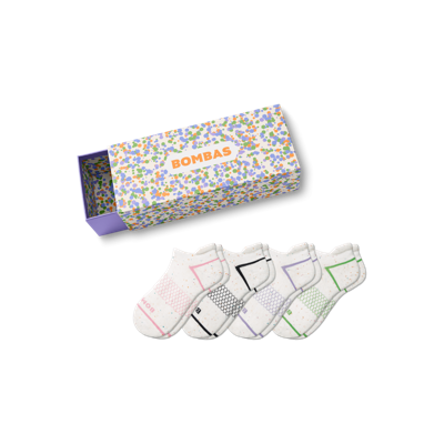 Bombas Confetti Ankle Sock 4-pack Gift Box In Pink Mango Mix