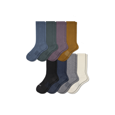 Bombas Hybrid Ribbed Calf Sock 8-pack In Moss Storm Mix