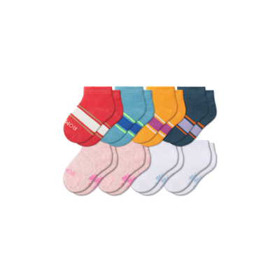 Shop Bombas Toddler Lightweight Ankle Sock 8-pack In Mango Burst Pink Mix
