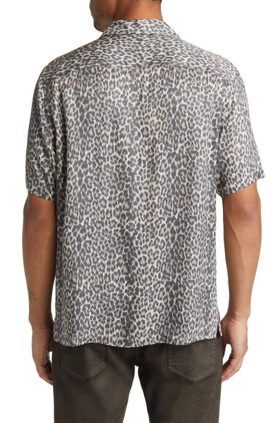 Allsaints Cult Leopard Print Short Sleeve Button-up Camp Shirt In Ecru