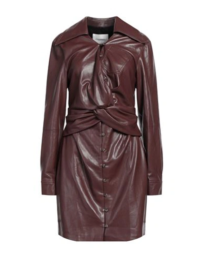 Shop Nanushka Woman Mini Dress Dark Brown Size M Polyurethane, Polyester
