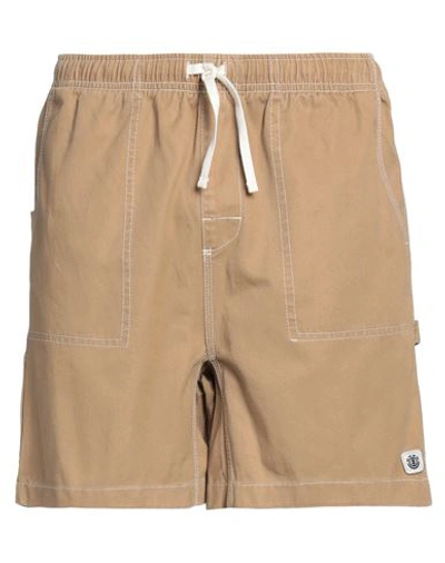 Shop Element Man Shorts & Bermuda Shorts Camel Size L Cotton In Beige