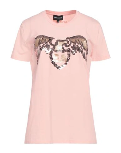 Shop Emporio Armani Woman T-shirt Pink Size 14 Cotton, Elastane