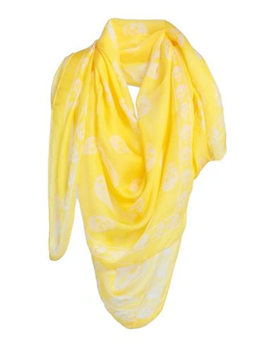 Shop Alexander Mcqueen Woman Scarf Yellow Size - Silk