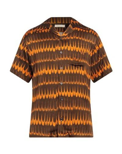 Shop Wales Bonner Man Shirt Dark Brown Size 40 Viscose