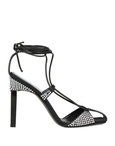 Attico The  Woman Sandals Silver Size 7 Soft Leather, Textile Fibers In Silver