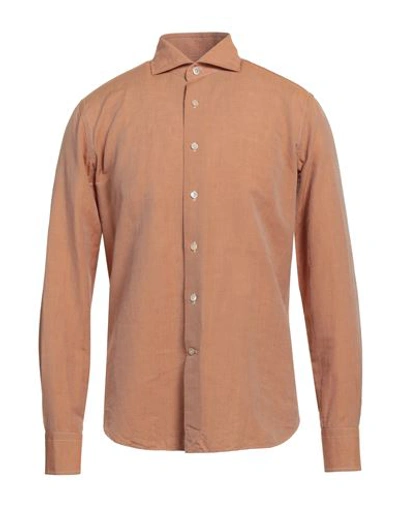 Shop Alessandro Gherardi Man Shirt Camel Size 15 ¾ Cotton, Linen In Beige