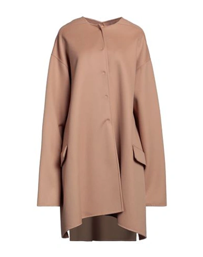 Shop Super Blond Woman Coat Camel Size S Cashmere In Beige