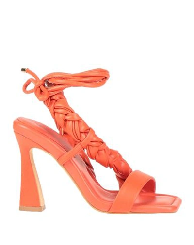 Shop Actitude By Twinset Woman Sandals Orange Size 7 Textile Fibers