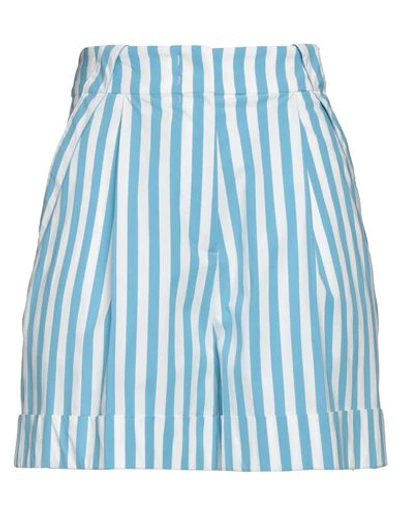 Shop Piazza Sempione Woman Shorts & Bermuda Shorts Light Blue Size 14 Viscose, Polyamide, Elastane