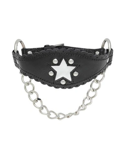 Shop Alessandra Rich Woman Necklace Black Size - Soft Leather, Metal