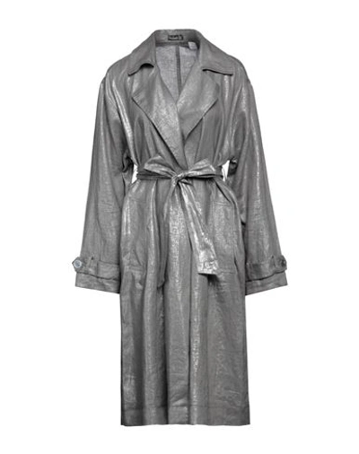 Shop Van Laack Woman Overcoat & Trench Coat Lead Size 12 Linen In Grey