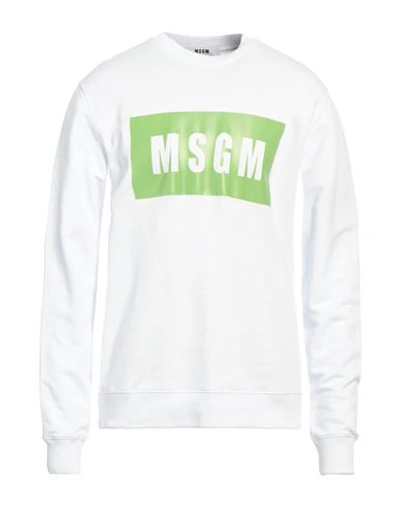 Shop Msgm Man Sweatshirt White Size L Cotton