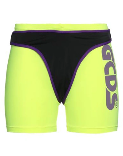 Shop Gcds Woman Shorts & Bermuda Shorts Yellow Size M Polyester, Elastane, Polyamide