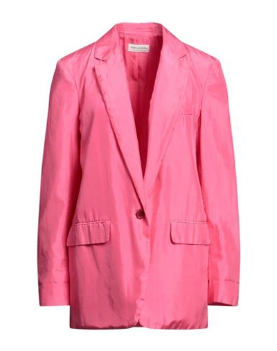 Shop Dries Van Noten Woman Blazer Fuchsia Size 6 Silk, Cotton In Pink