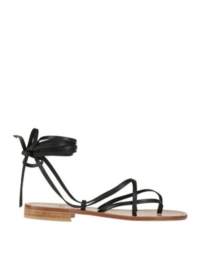 Shop Paolo Ferrara Woman Thong Sandal Black Size 7 Leather
