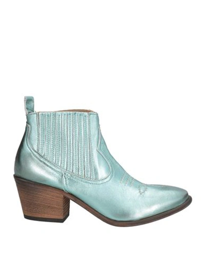 Shop Je T'aime Woman Ankle Boots Sky Blue Size 8 Leather