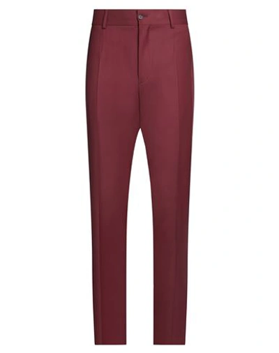 Shop Dolce & Gabbana Man Pants Burgundy Size 40 Wool, Elastane In Red