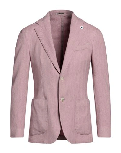 Shop Lardini Man Blazer Pastel Pink Size 44 Wool, Linen, Silk, Elastane