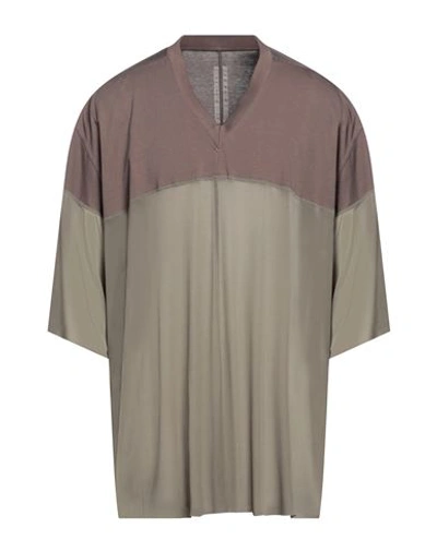 Shop Rick Owens Man T-shirt Khaki Size Onesize Cotton, Cupro, Elastane In Beige
