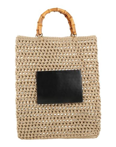 Shop Jil Sander Woman Handbag Sand Size - Cotton, Calfskin In Beige