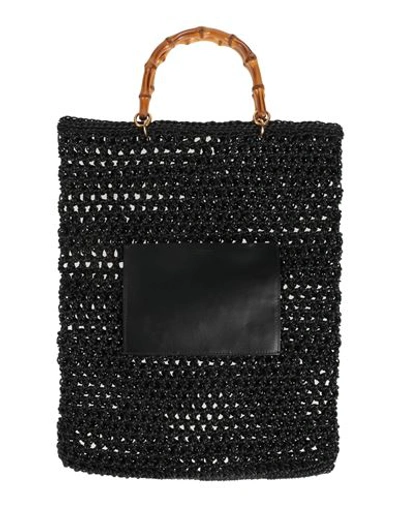 Shop Jil Sander Woman Handbag Black Size - Cotton, Calfskin