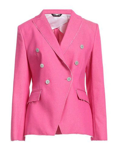 Shop Tonello Woman Blazer Fuchsia Size 8 Cotton, Polyester, Elastane In Pink